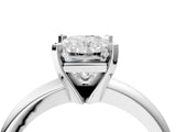 White gold Radiant Cut Diamond Solitaire Engagement Ring with Round Band and Four-Prong Setting_491