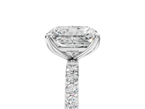 White gold Radiant Cut Diamond Solitaire Engagement Ring with Round with Moissanite side stone Pavé Band and Prong Setting_29