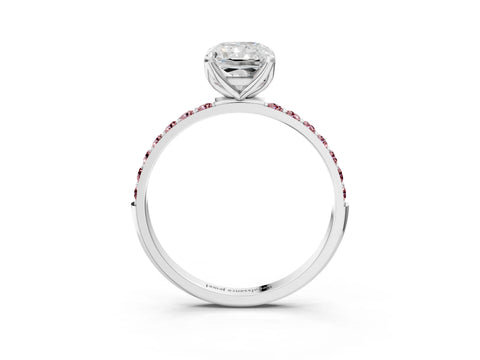 White gold Radiant Cut Diamond Solitaire Engagement Ring with Round with Morganite side stone Pavé Band and Prong Setting_27