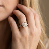 White gold Radiant Cut Diamond Solitaire Engagement Ring with Twisted Pavé Band and Four-Prong Setting_15