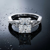 White gold Radiant Cut Diamond Solitaire Engagement Ring with Twisted Pavé Band and Four-Prong Setting_16