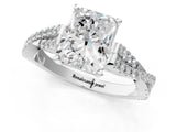 White gold Radiant Cut Diamond Solitaire Engagement Ring with Twisted Pavé Band and Four-Prong Setting_76