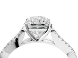 White gold Radiant Cut Diamond Solitaire Engagement Ring with Twisted Pavé Band and Four-Prong Setting_80