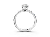 White gold Radiant Cut Diamond Solitaire Pavé Engagement Ring with Round Band and Prong Setting_103
