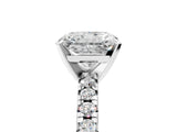 White gold Radiant Cut Diamond Solitaire Pavé Engagement Ring with Round Band and Prong Setting_105