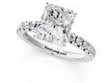 White gold Radiant Cut Diamond Solitaire Pavé Engagement Ring with Round Band and Prong Setting_23
