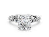 White gold Radiant Cut Diamond Solitaire Pavé Engagement Ring with Round Band and Prong Setting_52