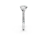 White gold Radiant Cut Diamond Solitaire Pavé Engagement Ring with Round Band and Prong Setting_54