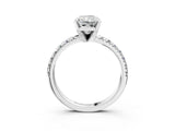White gold Radiant Cut Diamond Solitaire Pavé Engagement Ring with Round Band and Prong Setting_55