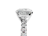 White gold Radiant Cut Diamond Solitaire Pavé Engagement Ring with Round Band and Prong Setting_57