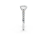 White gold Radiant Cut Diamond Solitaire Ring with Cathedral Setting and Pavé Band_151