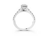 White gold Radiant Cut Diamond Solitaire Ring with Cathedral Setting and Pavé Band_155