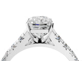 White gold Radiant Cut Diamond Solitaire Ring with Cathedral Setting and Pavé Band_156