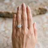 White gold Radiant Cut Diamond Solitaire Ring with Filigree Band and Four-Prong Setting_13