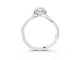 White gold Radiant Cut Diamond Solitaire Ring with Flower Prong Setting and Classic Band_283