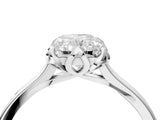 White gold Radiant Cut Diamond Solitaire Ring with Flower Prong Setting and Classic Band_284