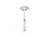 White gold Radiant Cut Diamond Solitaire Ring with Flower Prong Setting and Classic Band_284