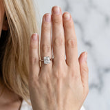 White gold Radiant Cut Diamond Solitaire Ring with Flower Prong Setting and Classic Band_292