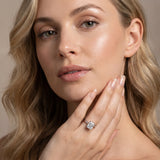White gold Radiant Cut Diamond Solitaire Ring with Flower Prong Setting and Classic Band_295