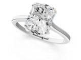 White gold Radiant Cut Diamond Solitaire Ring with Flower Prong Setting and Classic Band_31