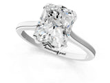 White gold Radiant Cut Diamond Solitaire Ring with Flower Prong Setting and Classic Band_67