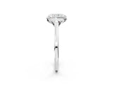 White gold Radiant Cut Diamond Solitaire Ring with Flower Prong Setting and Classic Band_68