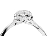White gold Radiant Cut Diamond Solitaire Ring with Flower Prong Setting and Classic Band_70