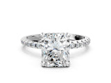 White gold Radiant Cut Diamond Solitaire Ring with Four-Prong Setting and Pavé Band_3