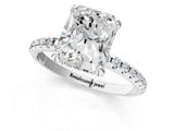 White gold Radiant Cut Diamond Solitaire Ring with Four-Prong Setting and Pavé Band_4