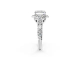 White gold Radiant Cut Diamond Solitaire Ring with Hidden Halo and Pavé Band_35