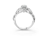 White gold Radiant Cut Diamond Solitaire Ring with Hidden Halo and Pavé Band_36