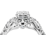 White gold Radiant Cut Diamond Solitaire Ring with Hidden Halo and Pavé Band_37