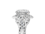 White gold Radiant Cut Diamond Solitaire Ring with Hidden Halo and Pavé Band_38