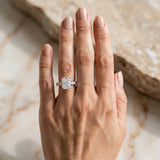 White gold Radiant Cut Diamond Solitaire Ring with Micro Pave Band and Prong Setting_12