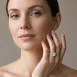 White gold Radiant Cut Diamond Solitaire Ring with Micro Pave Band and Prong Setting_13