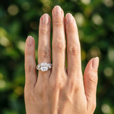 White gold Radiant Cut Diamond Solitaire Ring with Milgrain Pavé Band and Four-Prong Setting_12