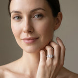 White gold Radiant Cut Diamond Solitaire Ring with Milgrain Pavé Band and Four-Prong Setting_13