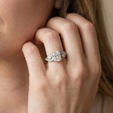 White gold Radiant Cut Diamond Solitaire Ring with Milgrain Pavé Band and Four-Prong Setting_14