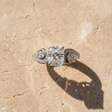 White gold Radiant Cut Diamond Solitaire Ring with Milgrain Pavé Band and Four-Prong Setting_15
