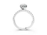 White gold Radiant Cut Diamond Solitaire Ring with Pavé Band and Four-Prong Setting_352
