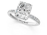 White gold Radiant Cut Diamond Solitaire Ring with Pavé Band and Hidden Halo_16