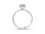 White gold Radiant Cut Diamond Solitaire Ring with Pavé Band and Hidden Halo_18