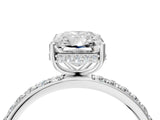 White gold Radiant Cut Diamond Solitaire Ring with Pavé Band and Hidden Halo_19