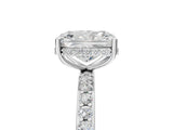 White gold Radiant Cut Diamond Solitaire Ring with Pavé Band and Hidden Halo_20