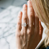 White gold Radiant Cut Diamond Solitaire Ring with Pavé Band and Hidden Halo_27