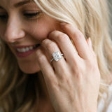 White gold Radiant Cut Diamond Solitaire Ring with Pavé Band and Hidden Halo_29