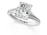 White gold Radiant Cut Diamond Solitaire Ring with Pavé Band and Prong Setting_29