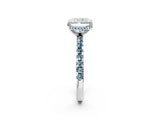 White gold Radiant Cut Diamond Solitaire Ring with Round with Aquamarine side stone Pavé Band and Four-Prong Setting_38
