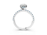 White gold Radiant Cut Diamond Solitaire Ring with Round with Aquamarine side stone Pavé Band and Four-Prong Setting_39