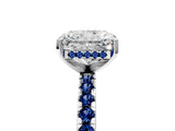 White gold Radiant Cut Diamond Solitaire Ring with Round with Blue Sapphire side stone Pavé Band and Four-Prong Setting_41